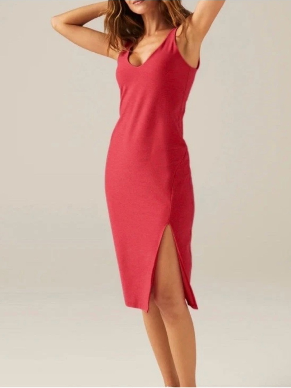 Beyond Yoga Icon Midi Dress V-Neck with Side Slit - Size M